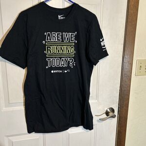 Are We Running Today Nike Black T Shirt Size Medium #227